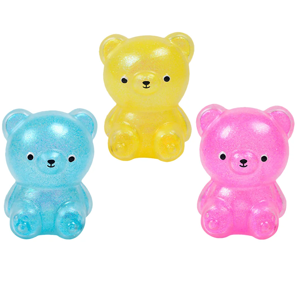 

3 Pcs Decompression Toys Cartoon Bear Squeeze Tpr Birthday Party Favors Child