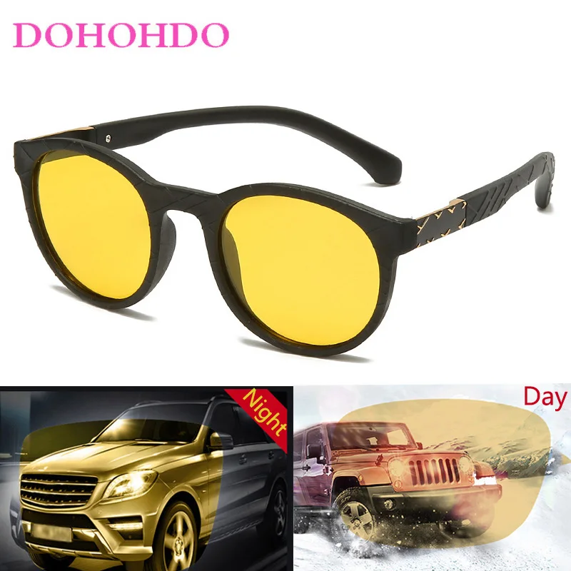 

DOHOHDO 2023 модные поляризационные желтые солнцезащитные очки для мужчин и женщин солнцезащитные очки ночного видения круглые очки для вождени...
