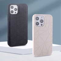 classic geometry solid color lambskin leather phone cover for iphone12 11 13 pro x xr xs max 7 8 plus shockproof pu leather case