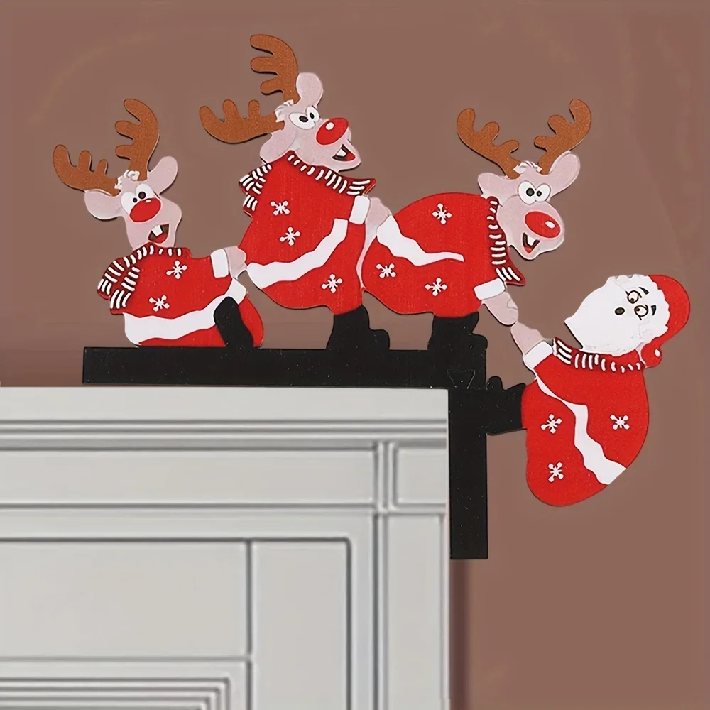 Элегантная рождественская угловая скульптура Санта-Клауса и оленя — домашняя
