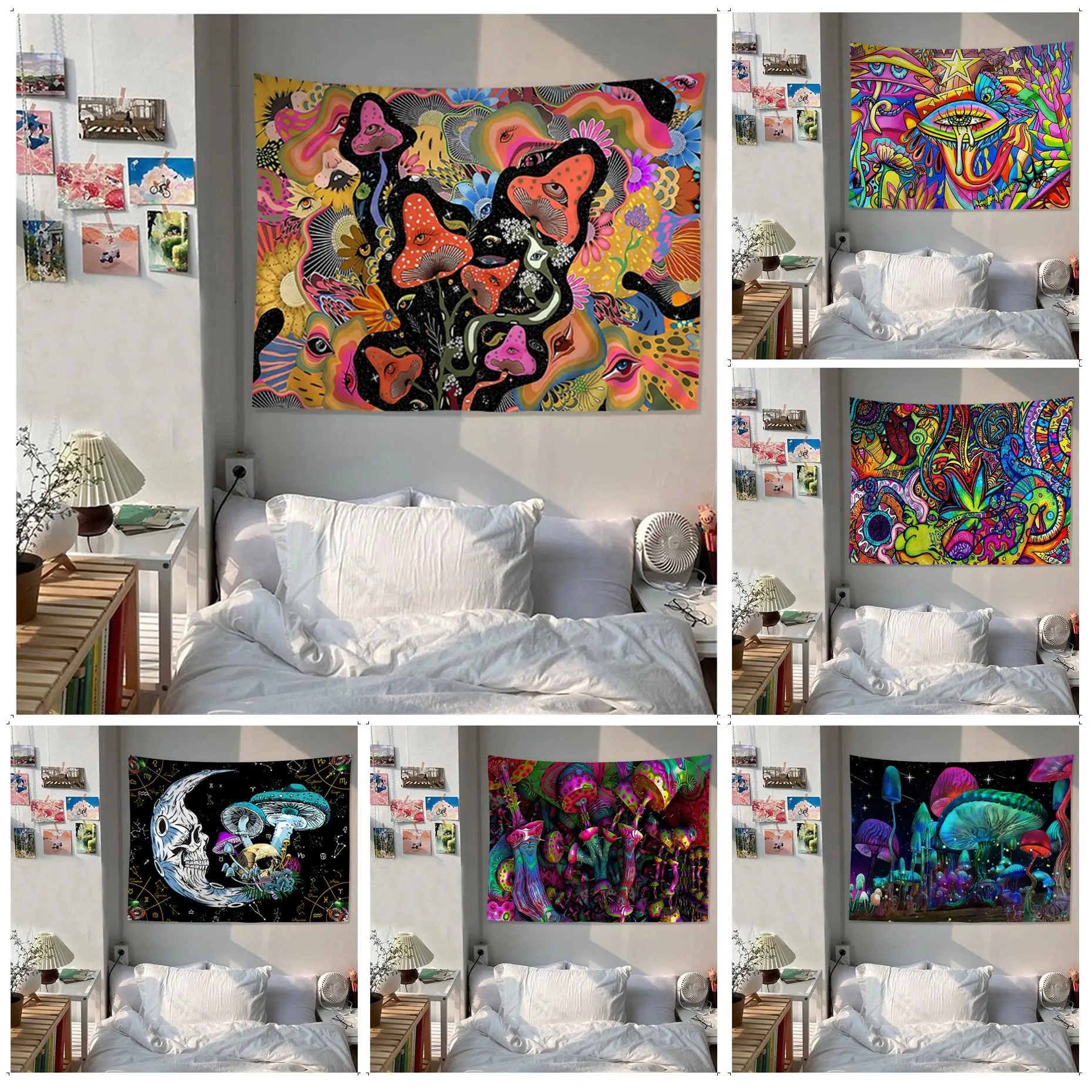 

Psychedelic Mushroom Indian Mandala Hippie Wall Hanging Tapestries For Living Room Home Dorm Decor Home Decor