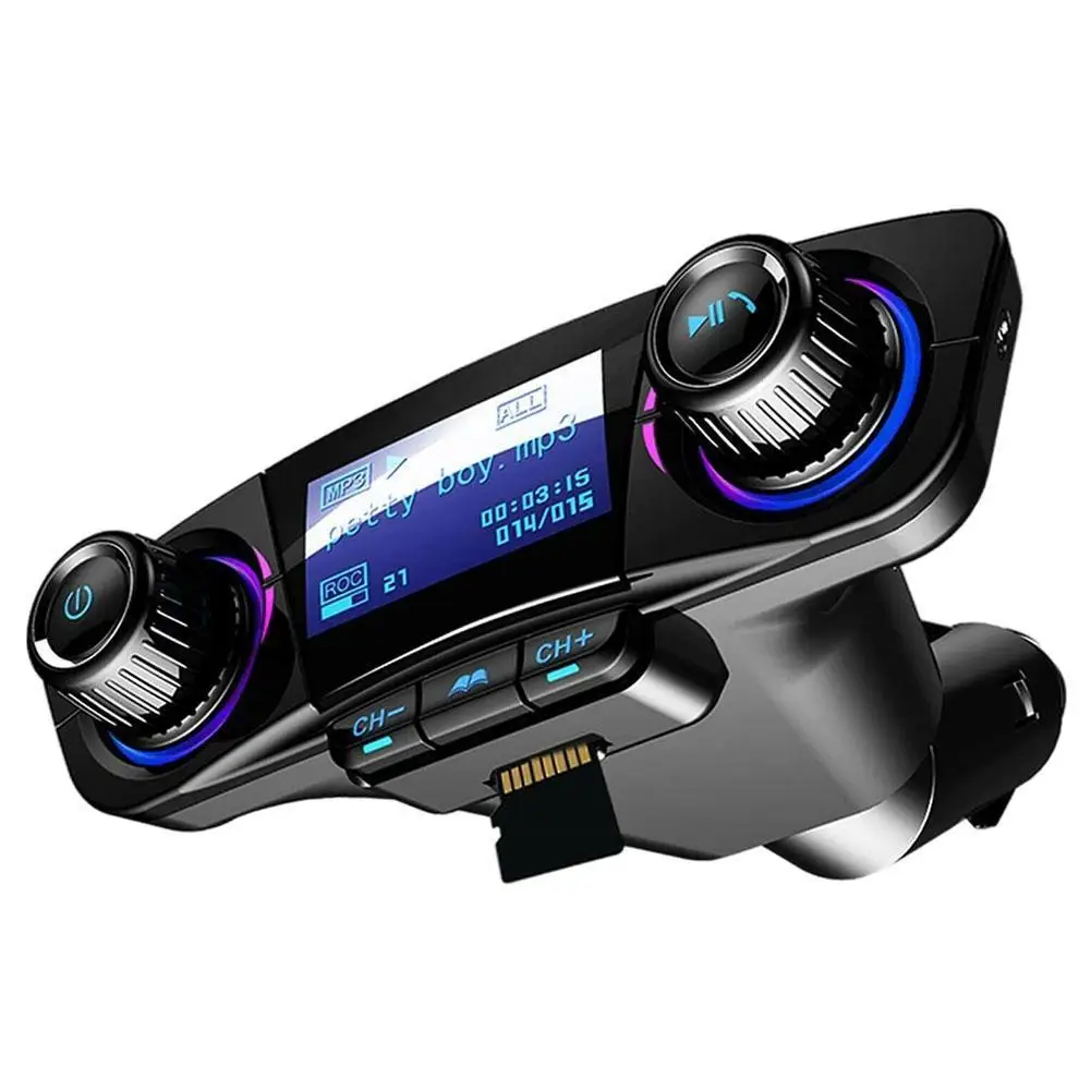 

Aux-модулятор со светодиодный ным экраном, FM-передатчик, Bluetooth 4,0, автомобильный комплект громкой связи, автомобильный аудиоплеер, mp3-плеер с у...