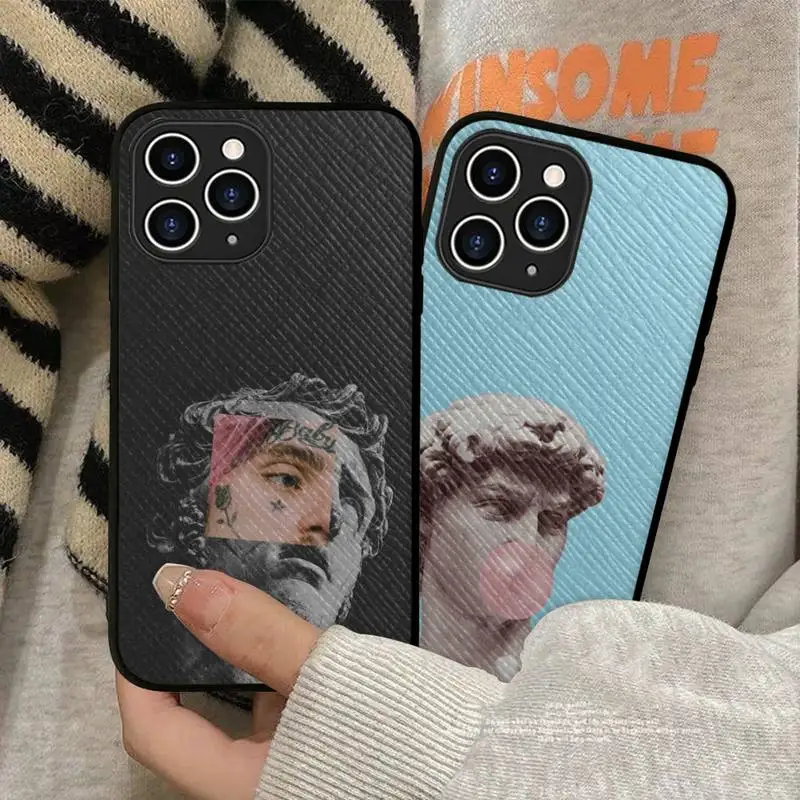 

TOPLBPCS Funny Plaster Art Statue Phone Case Hard Leather Case for iPhone 11 12 13 Mini Pro Max 8 7 Plus SE 2020 X XR XS Coque