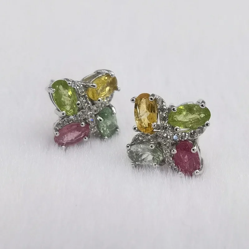 

Женские серьги из серебра 925 пробы с турмалином