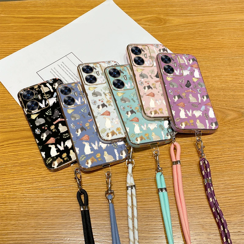 Фото Роскошное покрытие с милым кроликом C 55 для OPPO Realme C55 C33 C35 C25Y C63 C53 C67 C21 12Pro 9i 10 10Pro 11Pro 10T 12, чехол №3