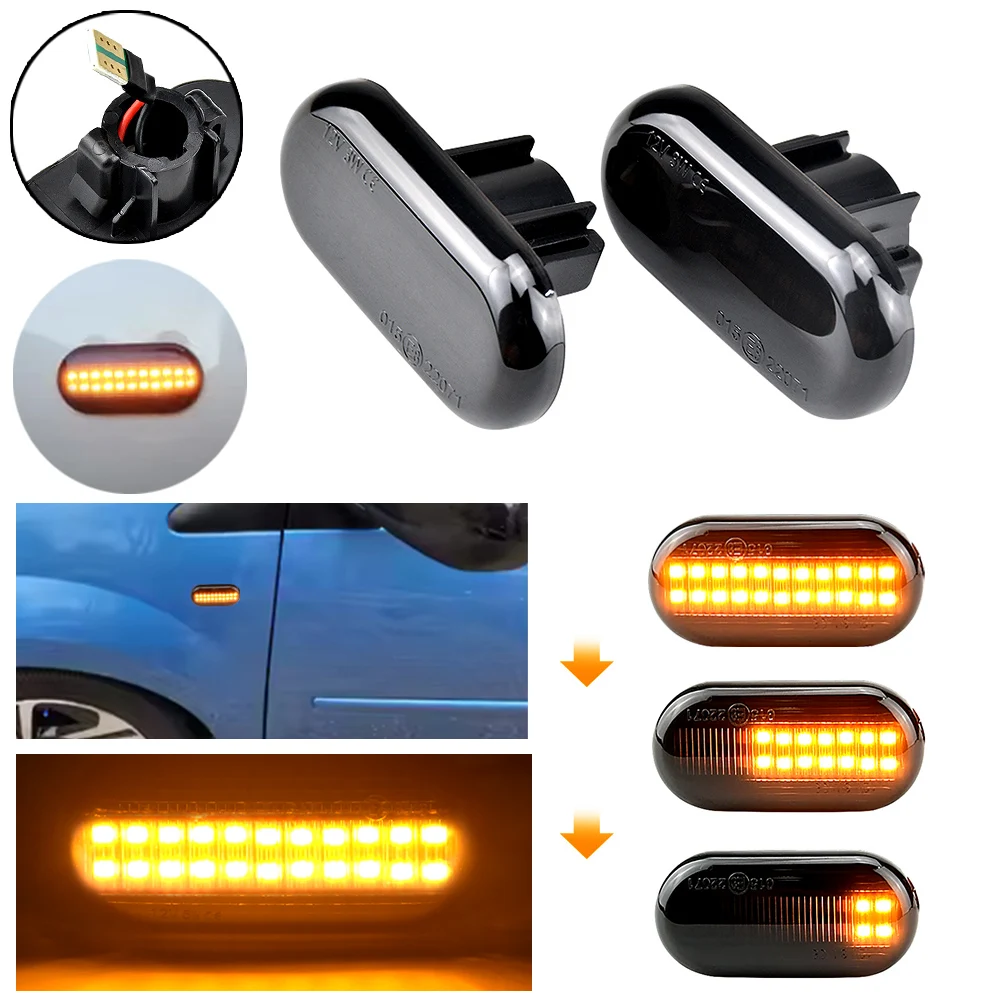 

2x светодиодные динамические указатели поворота, боковой габаритный фонарь для Renault Clio Kangoo Twigo Dacia Logan Duster Nissan Interstar Primastar