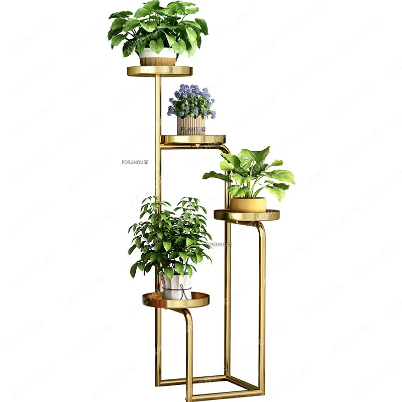 

Nordic indoor plant stand Wrought Iron gold Floor-standing Living Room Flower Pot Plant Stand Green Radish Balcony plant shelves