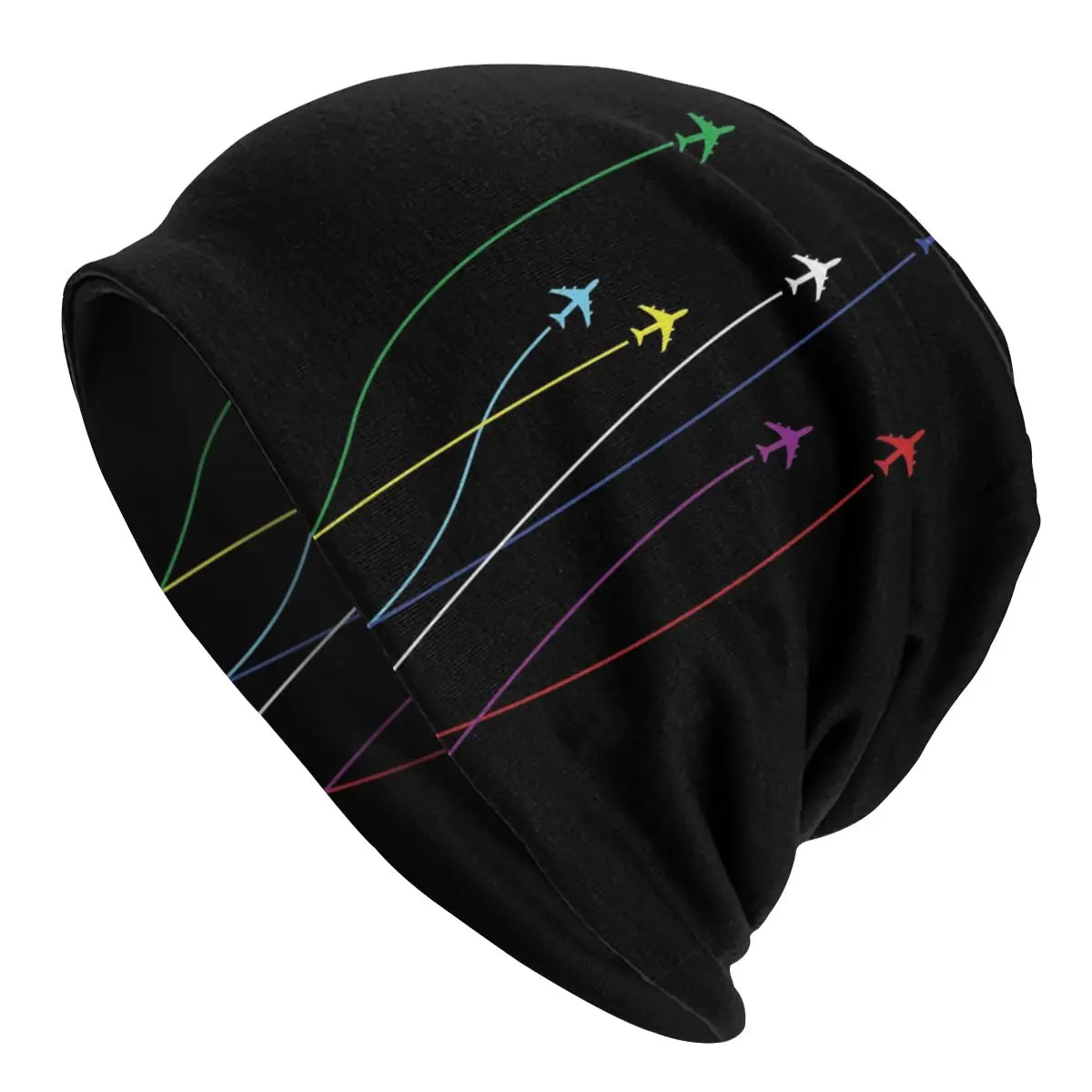 

Winter Warm Knitting Hat Unisex Rainbow Airplanes Flying On Eachother Skullies Beanies Caps Aviation Fighter Pilot Bonnet Hats