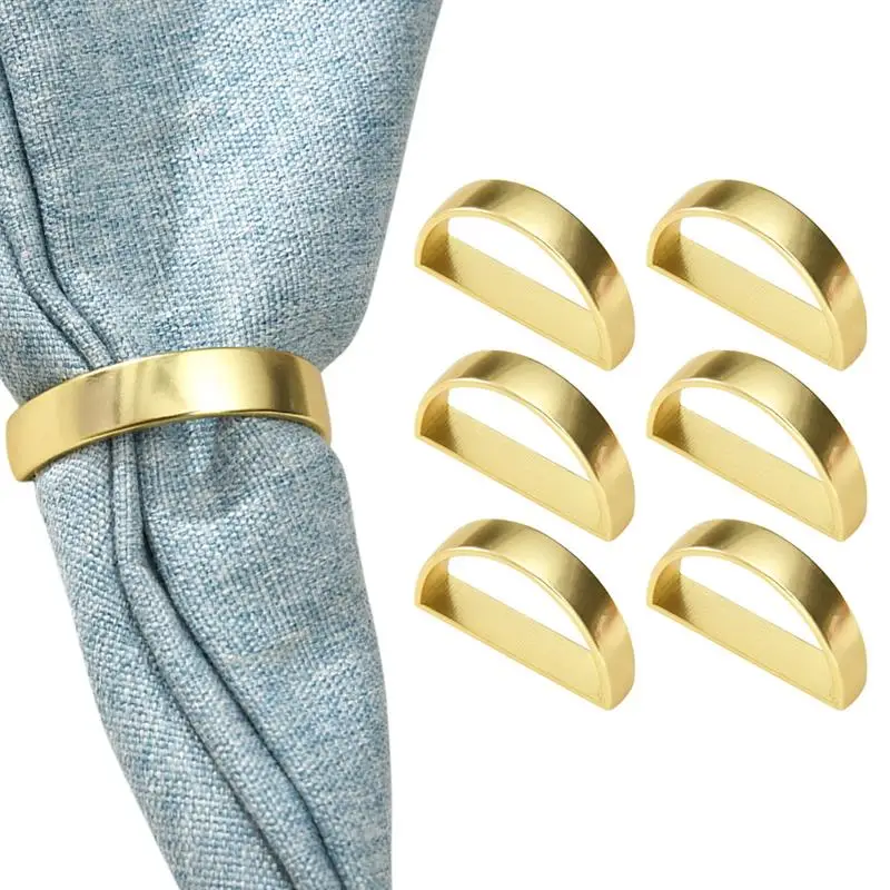 

6pcs D Shape Napkin Rings Napkin Buckles Napkin Decor Serviette Ornaments Party Supplies Semicircular Napkin Buckle Napkin Ring