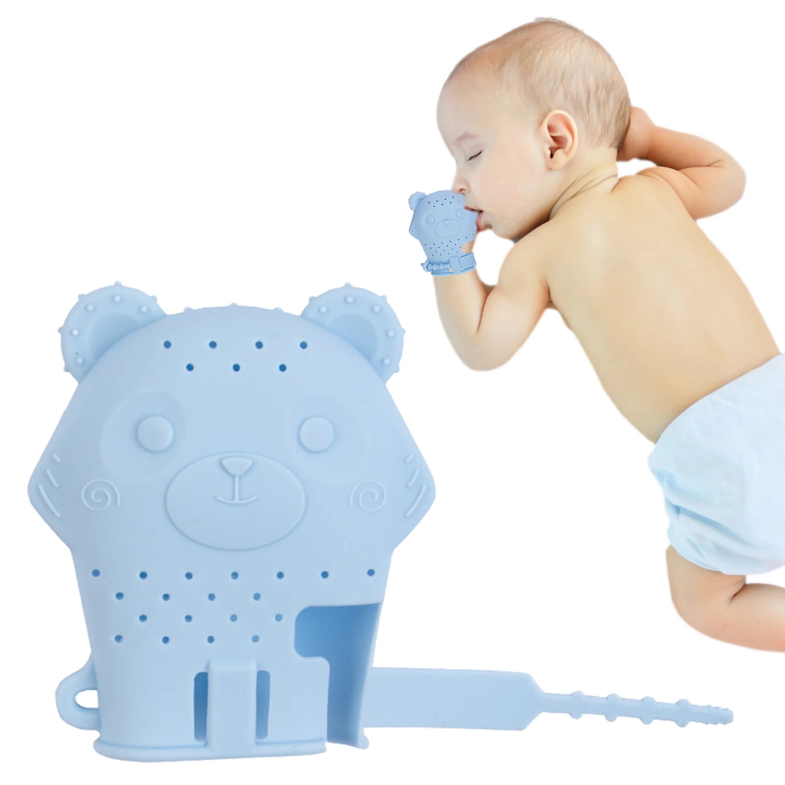 

Bear Baby Chew Toys Baby Teether Toy Handy Teething Mittens Cartoon Silicone Teething Toy Never Drop Gloves For 3 Months