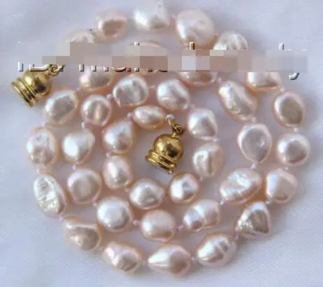 

stunning AAA 9-10mm baroque pink keshi reborn freshwater pearls necklace h2655