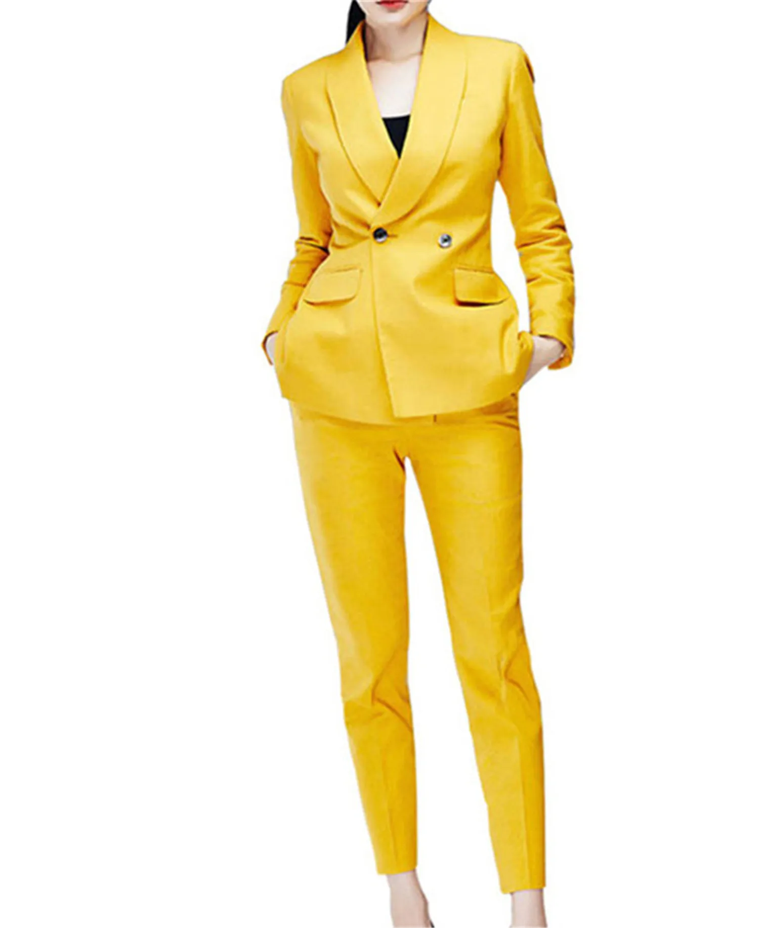 

Женский деловой костюм из 2 предметов, Блейзер, двубортный женский брючный костюм, Офисная форма, элегантная формальная рабочая одежда, свад...