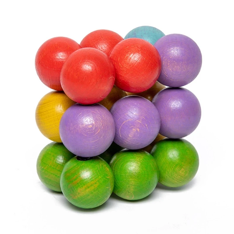 

Shape Matching Beads Wooden Stacking Toy Geometric Building Toy Brain Developmental Plugging Toy Kids Age 3+ Gift