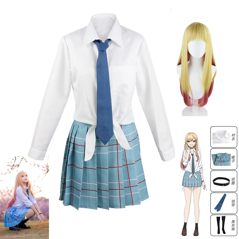 

Аниме Марин Китагава Косплей мой костюм любимый костюм Школьная форма JK синяя юбка наряды Хэллоуин Карнавальный костюм для девочки