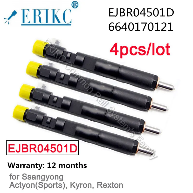 

ERIKC 4 шт. CRDI A6640170121 4501D автомобильные запчасти Топливные форсунки EJBR04501D 6640170121 для Delphi SSangYong Actyon Kyron Rexton