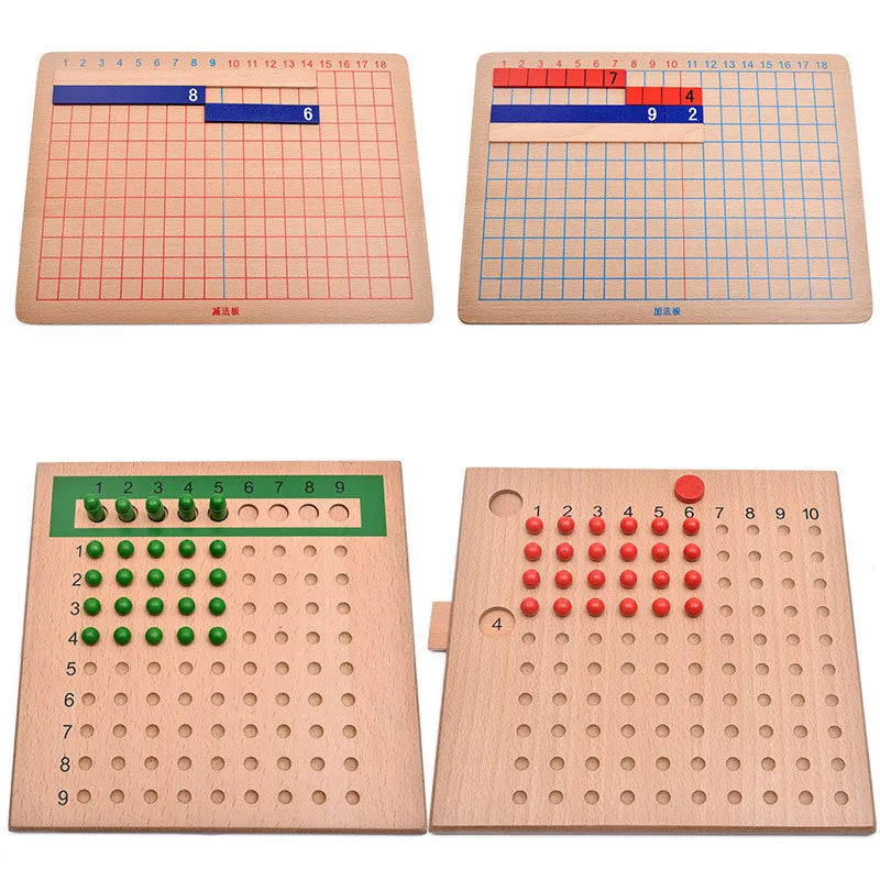 

FULL-Wood Montessori Mathematics Teaching Material Calculating Board Mini Family Set Kids Early Educational Toy
