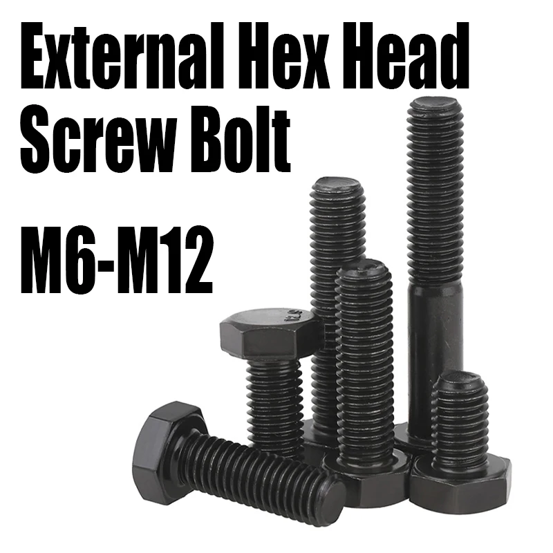 

1-4PCS M6 M8 M10 M12 L=10-150mm Grade 12.9 Steel External Hex Hexagon Head Screw Bolt Outer Hexagon Bolt Screw Fastener
