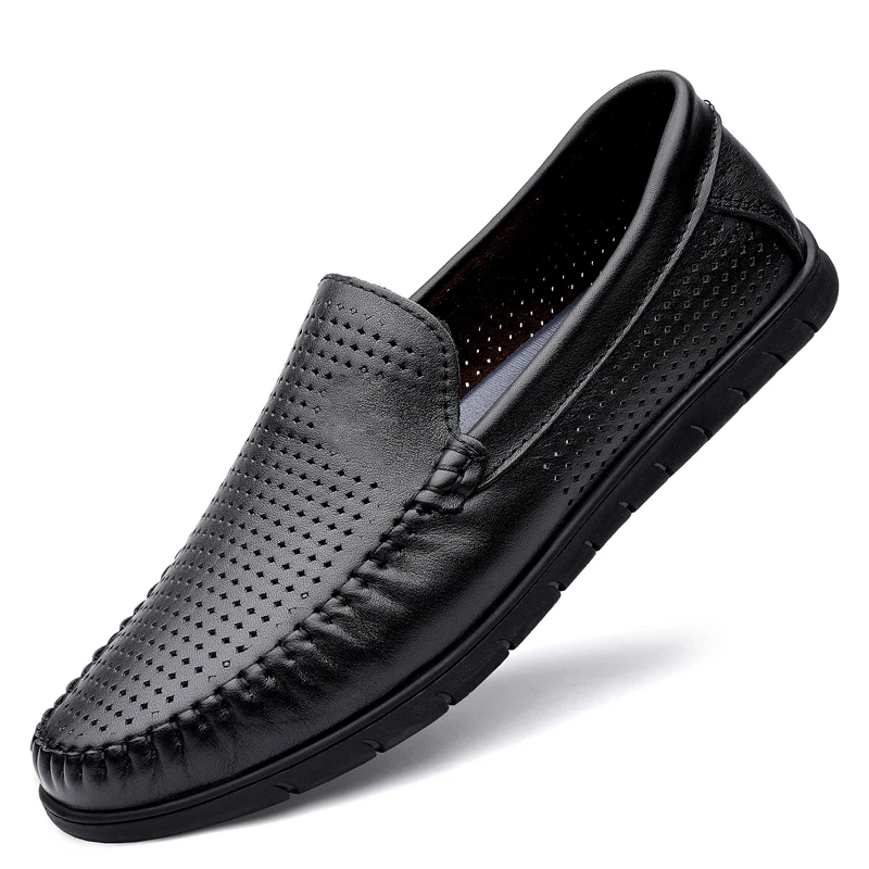 

Summer Casual Shoes Men Breathable Leather Loafers Shoes For Mens Good Quality Handmade Men Shoes Rubber Drive Shoes Man