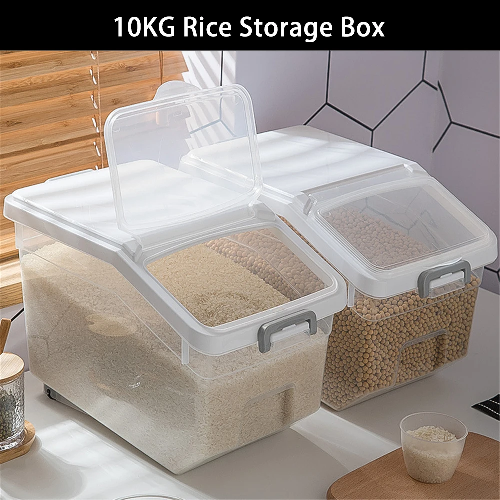 

10KG Rice Storage Box Rice Dispenser Rice Container Grain Storage Jar Cereal Dispenser Pet Food Container Kitchen Organizer