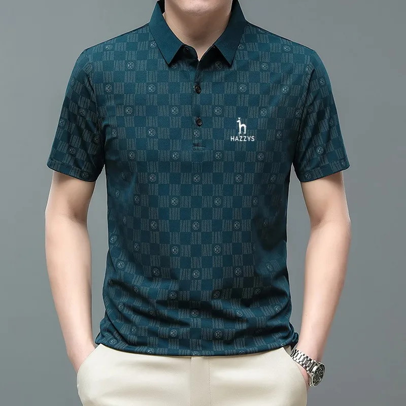 Golf Apparel Men's 2023 New Summer Polo Shirt Golf Ice Silk Elastic Short Sleeve T-shirt Men's Casual Business Polo Top