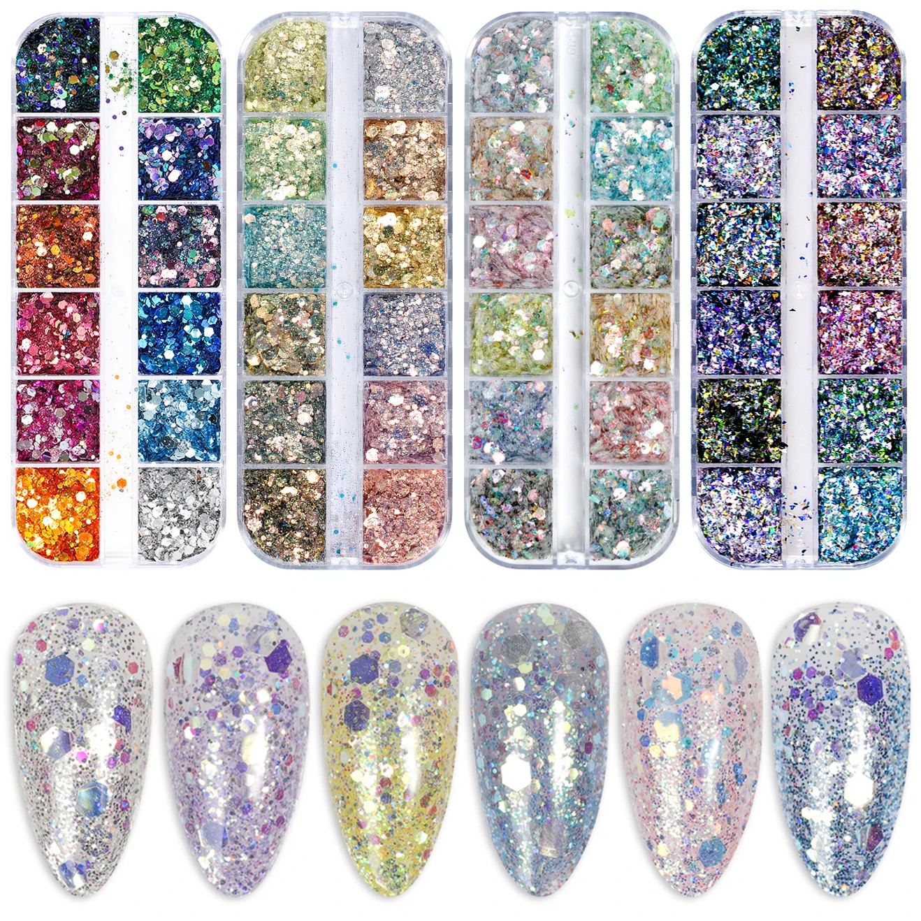 12 Grid Acrylic Nail Art Decorations Sequins Set Euphoria Glitter For Nails Accesorios Decals Manicure Supplies Paillette Ongle