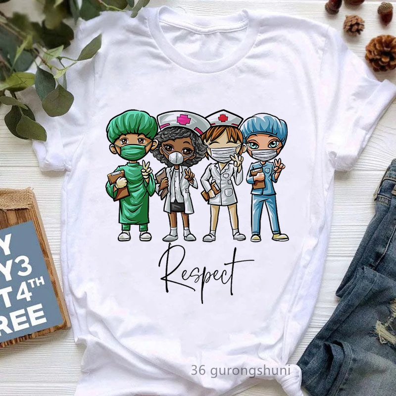 

She Believed She Could So She Did Nurse Cartoon Print Tshirt Women Clothes 2022 Summer Fashion T-Shirt Femme Harajuku Shirt