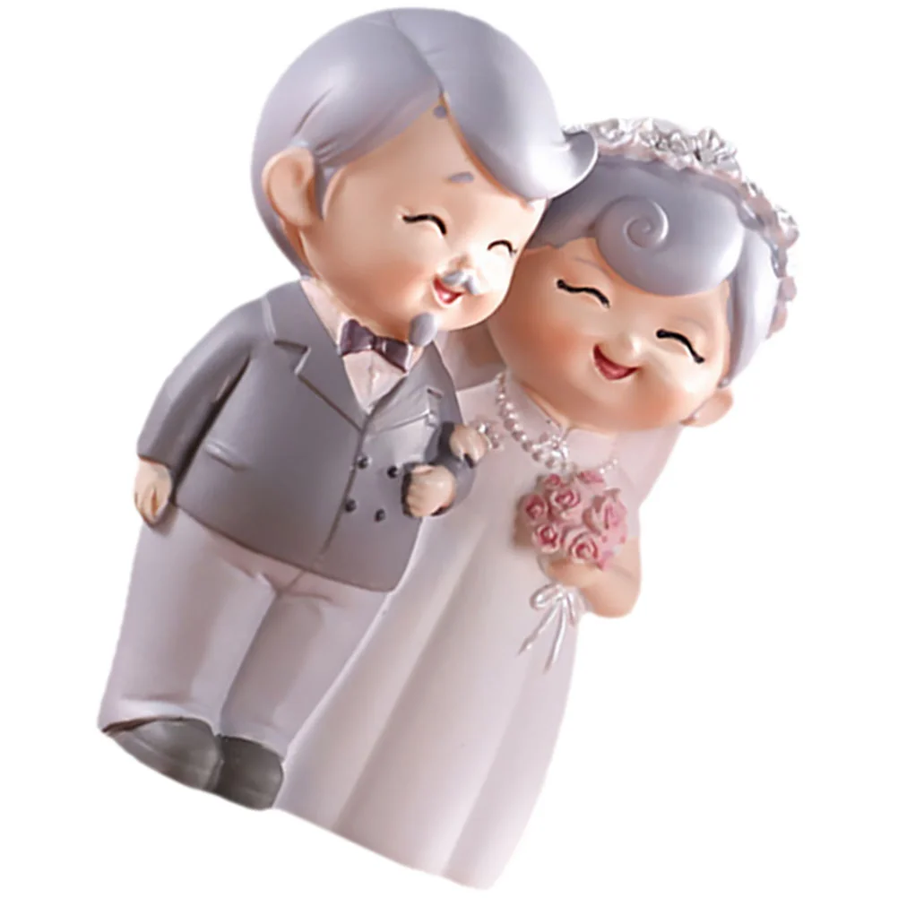 

Old Man Granny Ornaments Great Grandma Christmas Gifts Bride Wedding Decoration Couple Statue Resin Figurine Top Hat Desktop