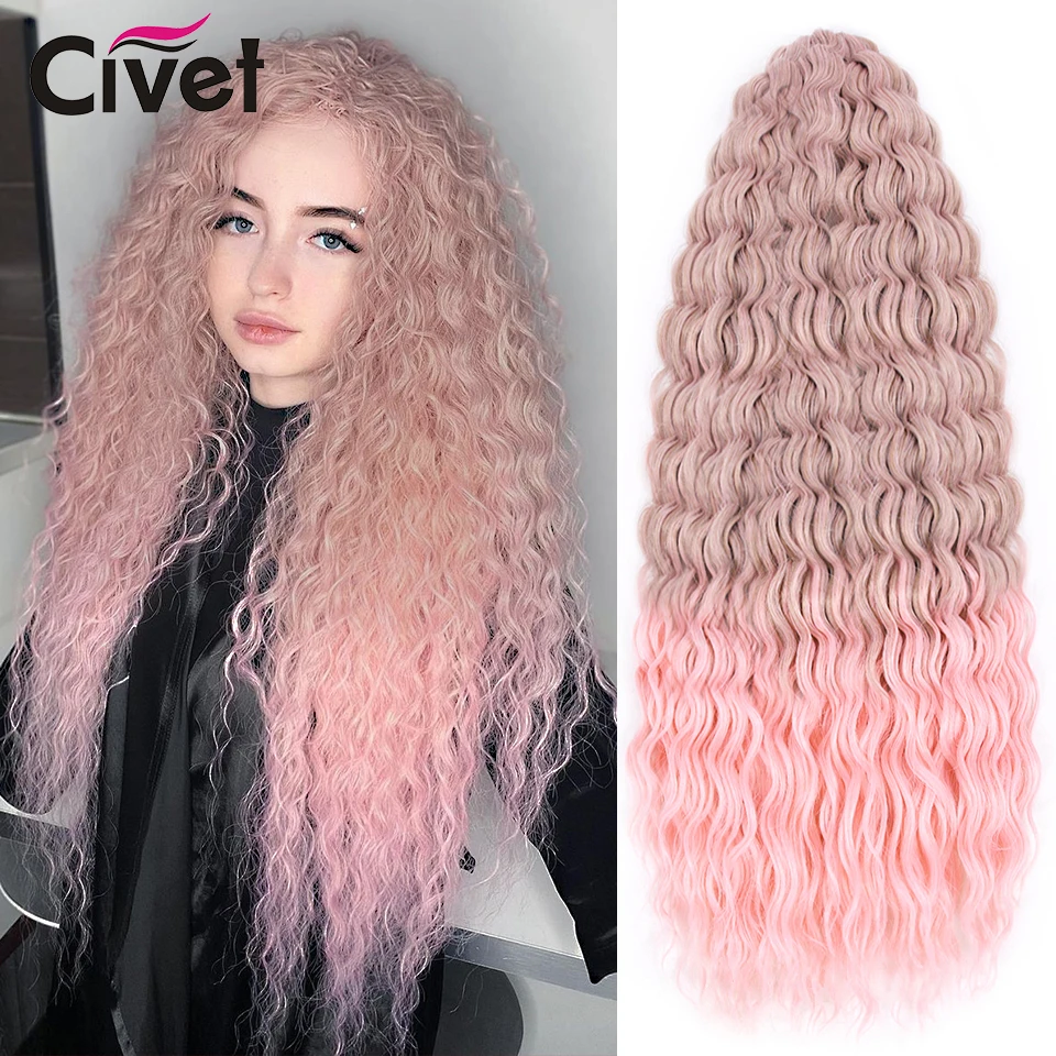 Water Weave Synthetic Crochet Braids Hair 3Pcs Ombre Braiding Hair Extensions Passion Twist Hair Ombre Blonde Pink 22 Inch Hair