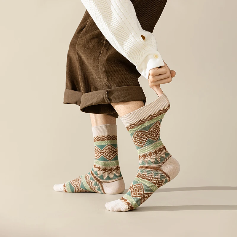 zy męskie skarpetki bawełniane załogi 3 pary oddychające i pochłaniające pot fajne kolorowe