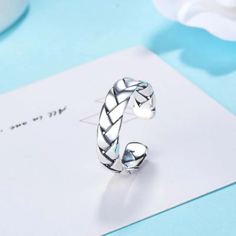 

Vintage Twist Rings For Women Stainless Steel Silver Color Adjustable Finger Ring Party Aesthetic Jewelry Gift Bijoux Femme