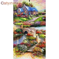 gatyztory 60x75cm painting by numbers frameless creek house paint by numbers on canvas diy number painting scenery home decor