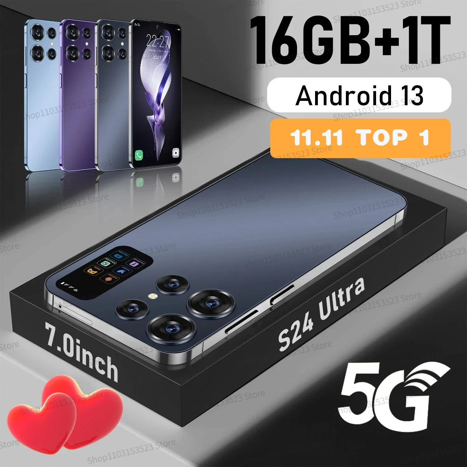 

Брендовый Global s24 s23 ультра смартфон 7.0HD экран 16G + 1T 7000 мАч Android 13 Celulare две Sim-карты разблокированный телефон