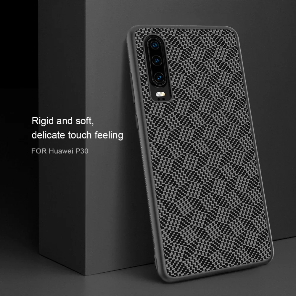 

Plaid Synthetic fiber Carbon PP Plastic Back Cover for Huawei P30 Magnetic Ultra Thin Slim Case