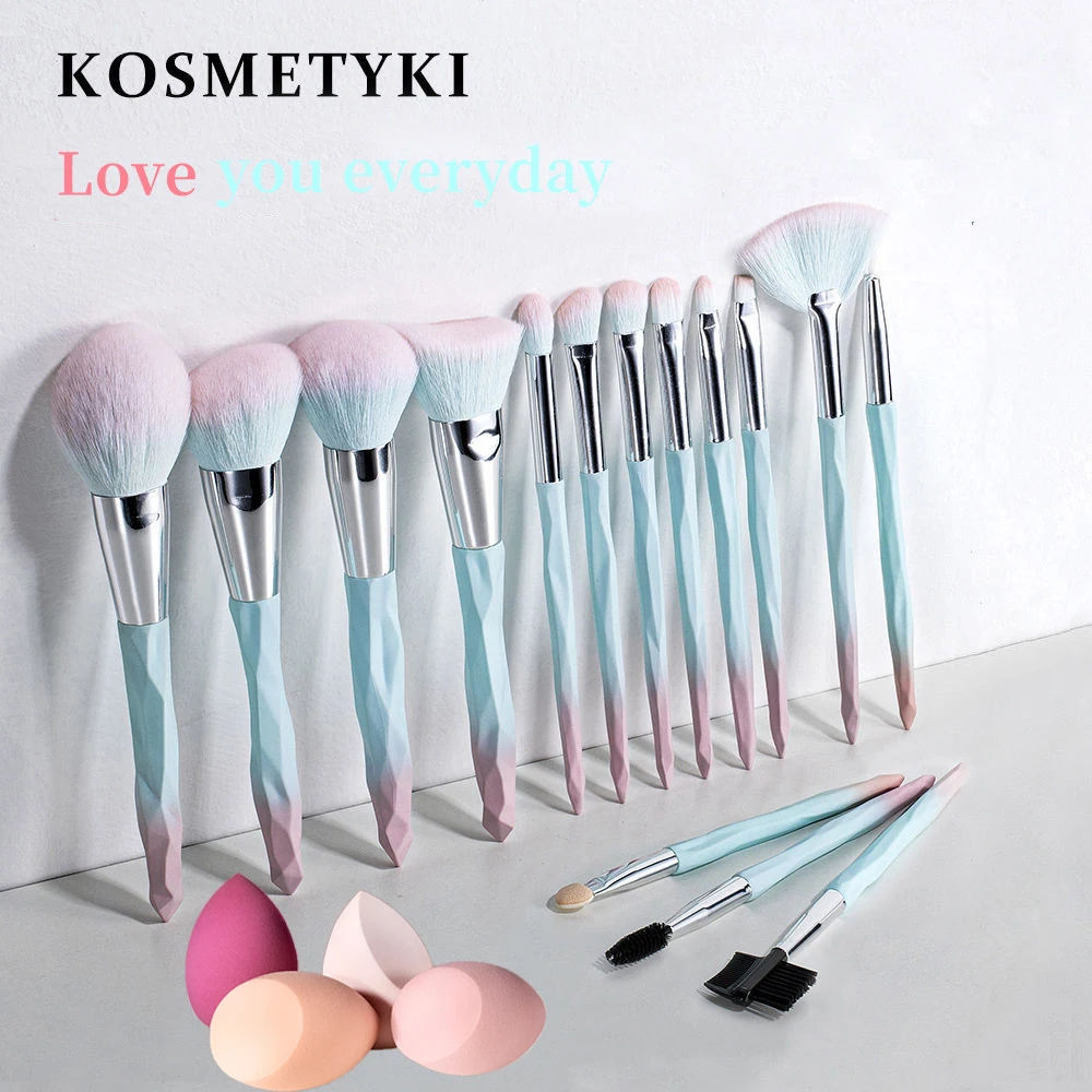 KOSMETYKI 15PCS Professional Makeup Brushes Set Cosmetic Foundation Powder Face Lip Eye Eyeshadow  Concealer Brush Makeup Tool