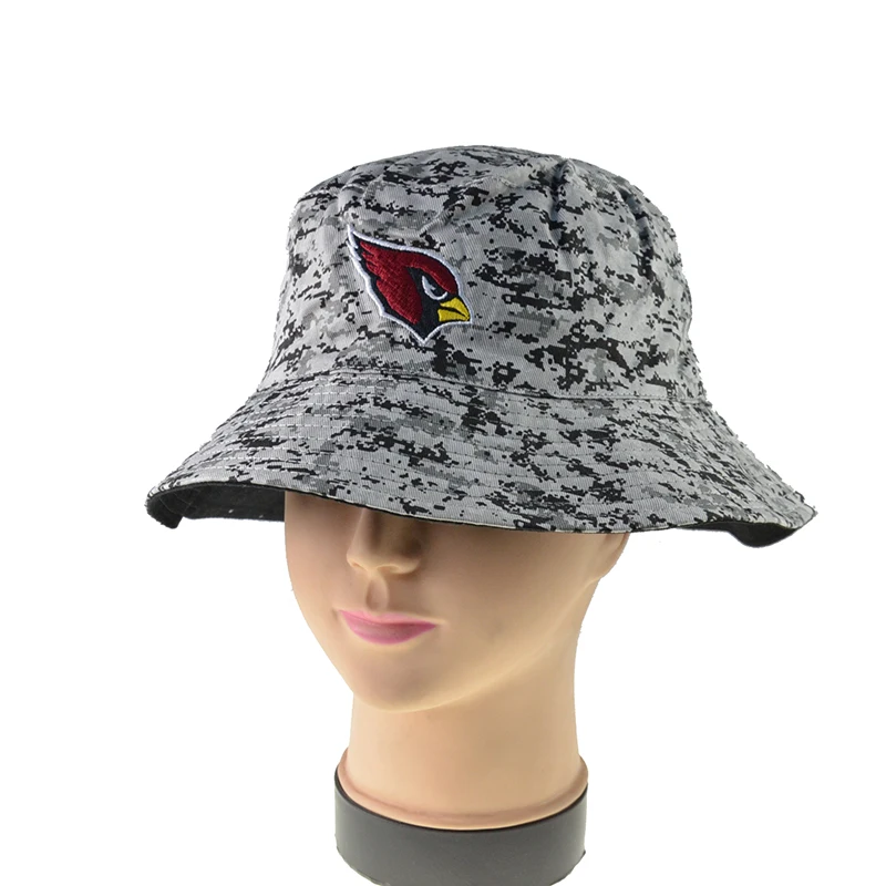 

Embroidery Bird Head Fisherman'S Bucket Hat Camouflage Double-Sided Grey Black Hats Women Man Spring Summer Outdoor Street Caps