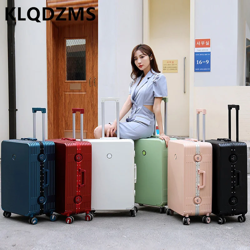 

KLQDZMS Candy Color High-Value Aluminum Frame Trolley Case 20 "22" 24 "26 Inch Fashion Suitcase College Student Luggage