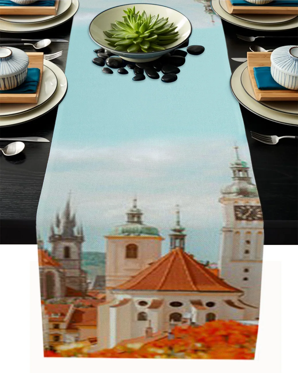 

Городской пейзаж на крыше в Праге, украшение для свадебного стола, декор для журнального столика, украшение для обеденного стола, роскошная ...