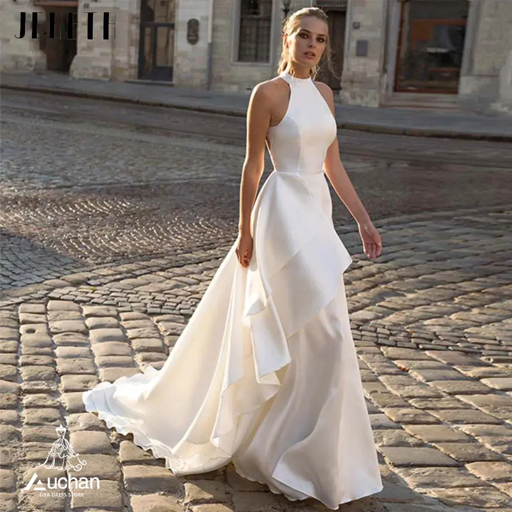 

Auchan Backless Prom Dress Evening Dress Sleeveless Floor Length Elegant Wedding Party Formal Gowns For Women Arabic