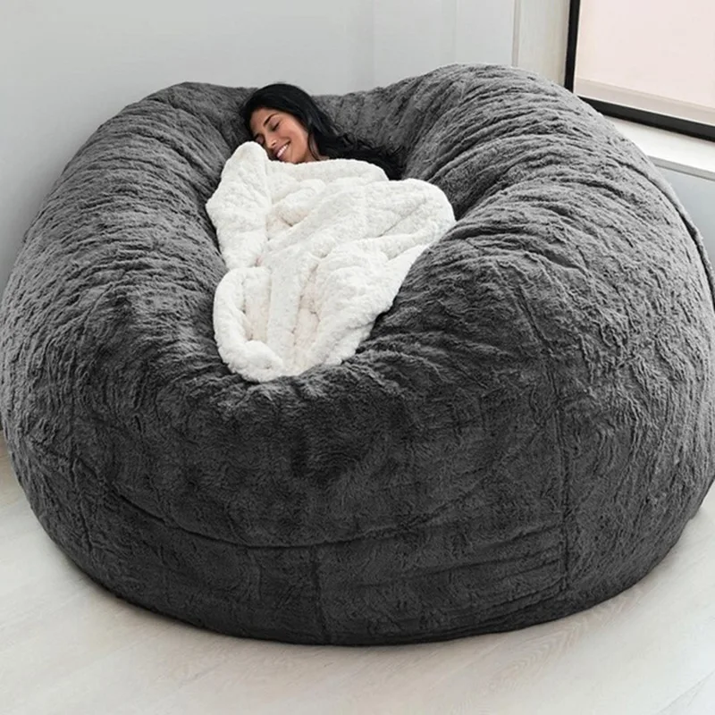 

Lazy Boy Floor Fluffy Soft Sofa Slipcovers Bean Bag Chair Beds Cover