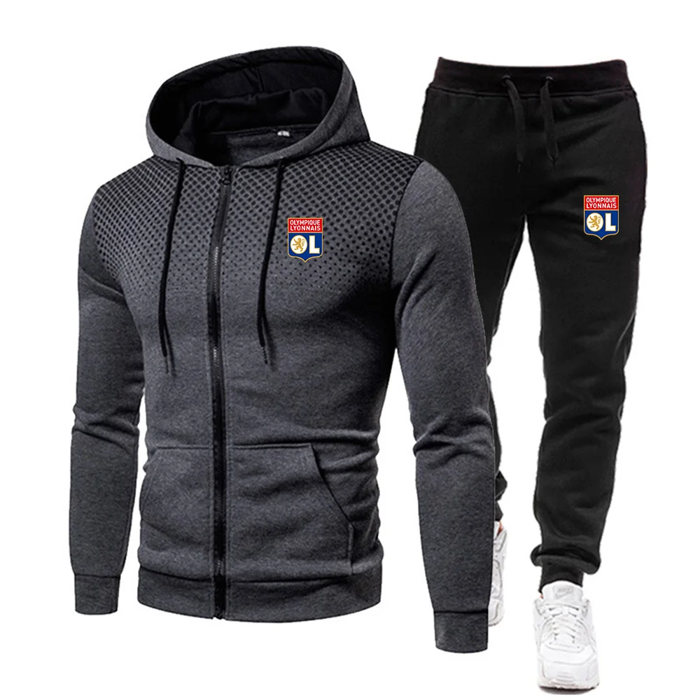 

Autumn and Winter Men's Cotton Set Loose Fit Sports Set Football Training Jersey Zipper Sweater+Pants Casual Two Piece Set New