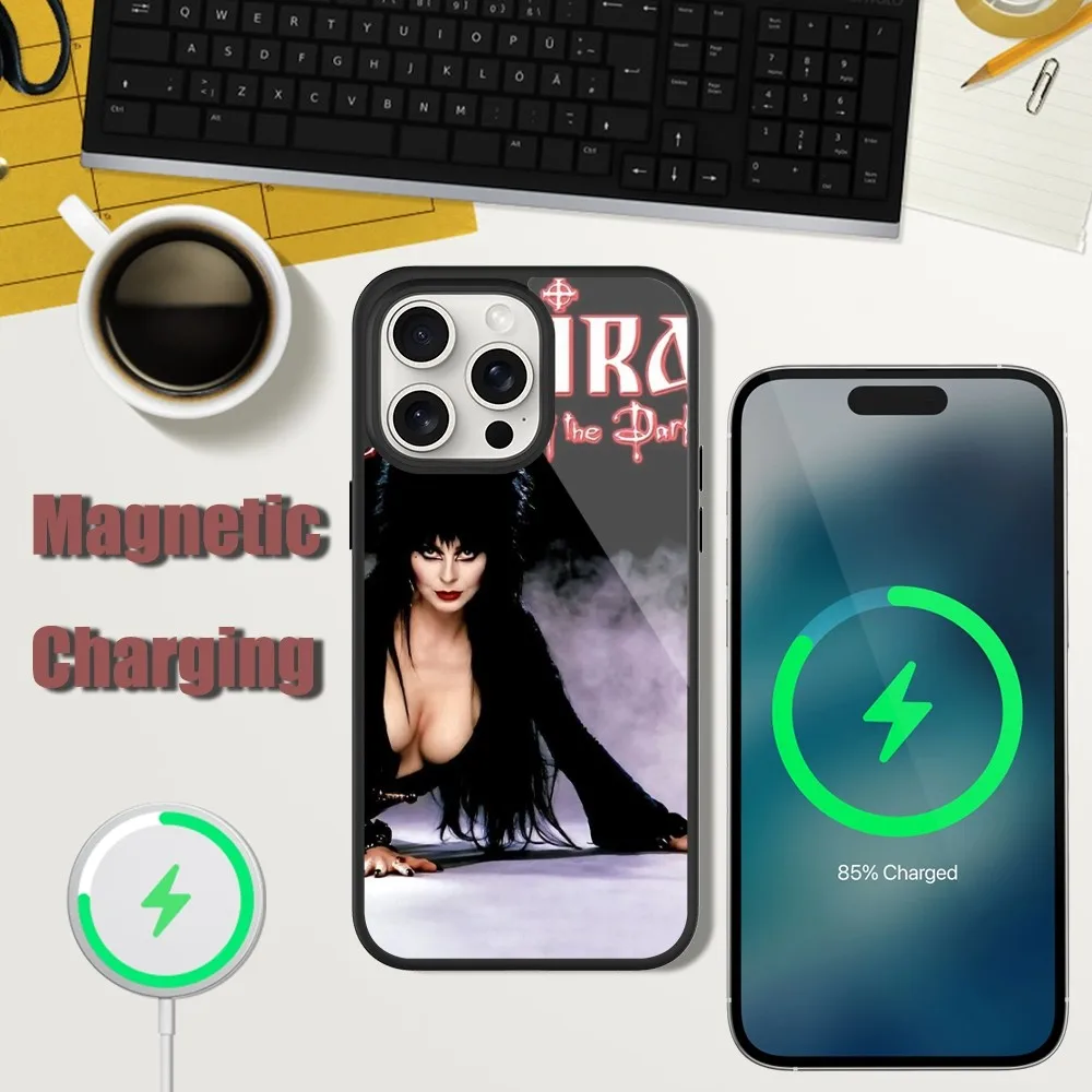 Чехол для телефона Film E-Elvira M-Mistress of the D-Dark iPhone 13 15 11 12 14 Plus Pro Max стеклянный зарядный