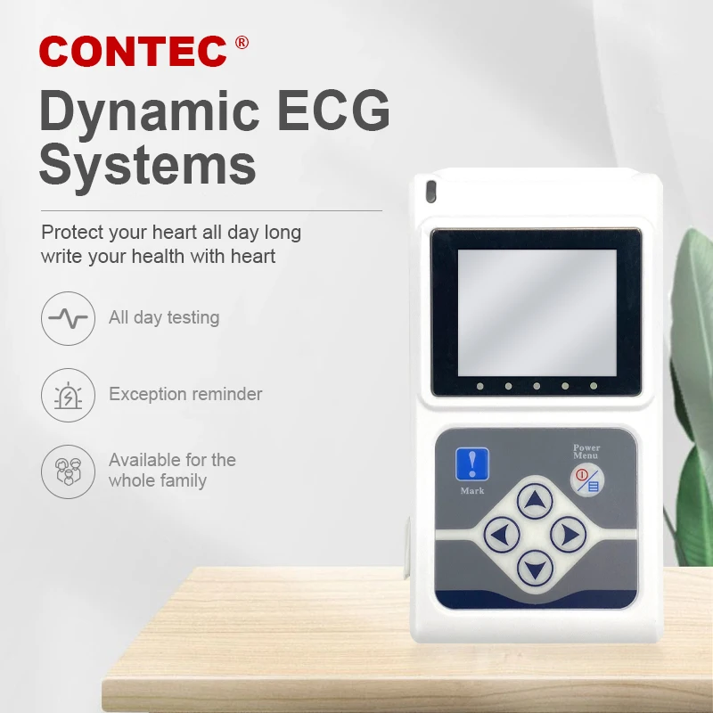 

CONTEC 12 Channels Heart Rate TLC5000 24 Hours Holter Portable ECG device with LCD Display Monitoring EKG System CE