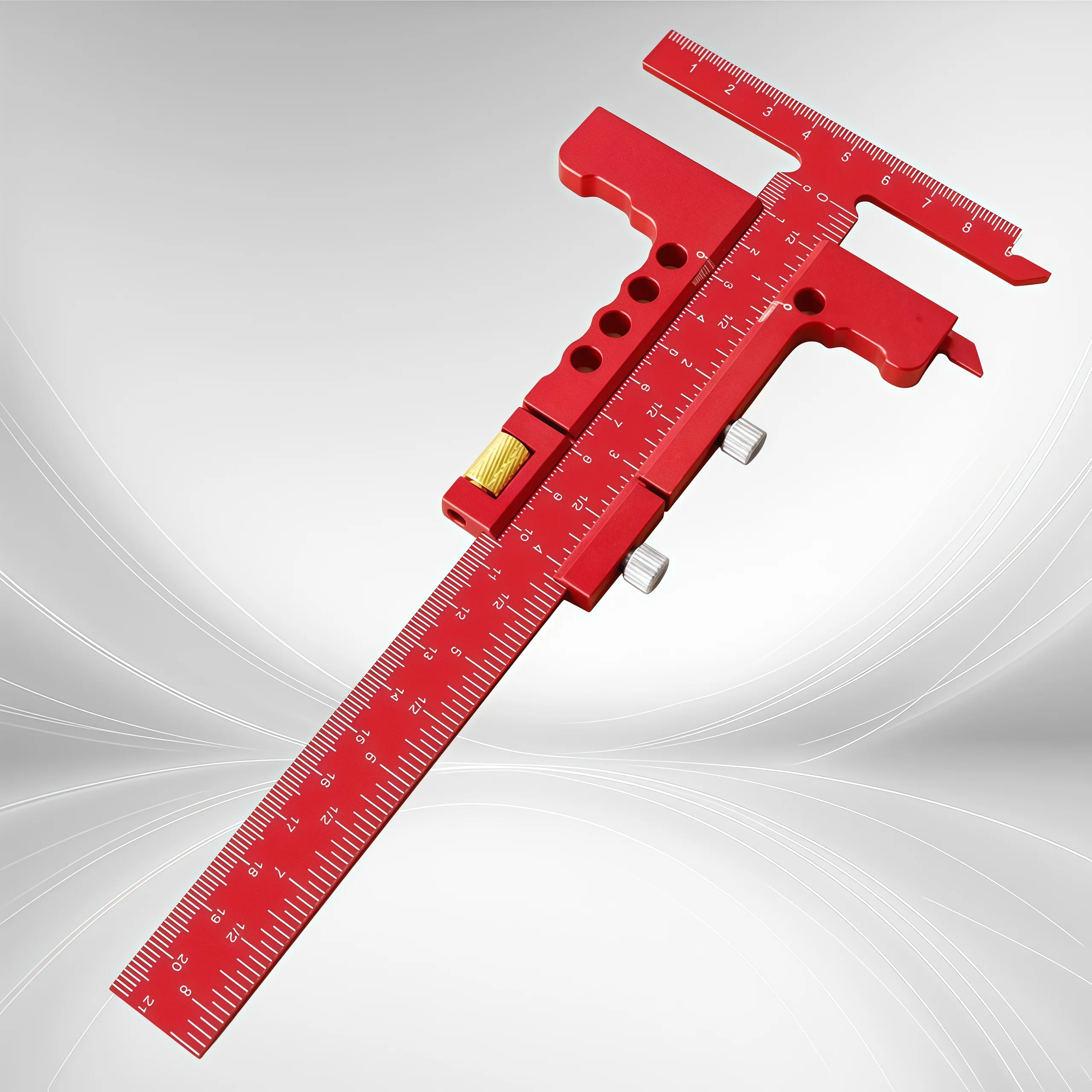 

Линейка-калибр из алюминиевого сплава, красная/черная