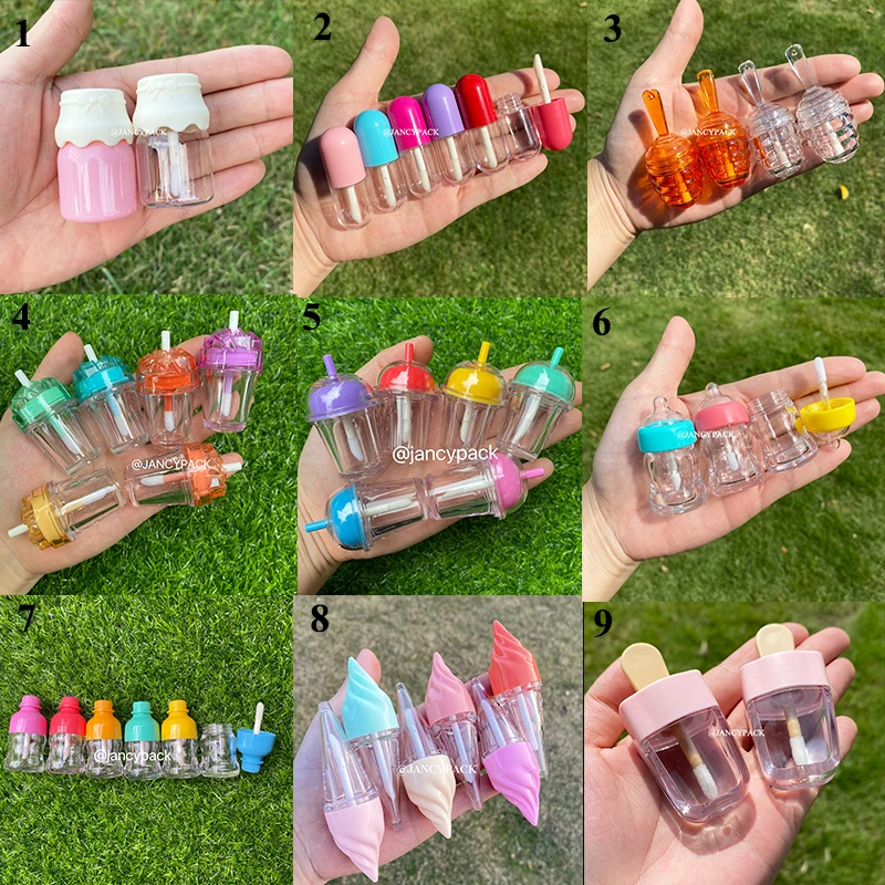 Wholesale Cute Empty Lip Gloss Tube Plastic Bottle Clear Round DIY Lipstick Container Refillable Lip Balm tube Make up Tools