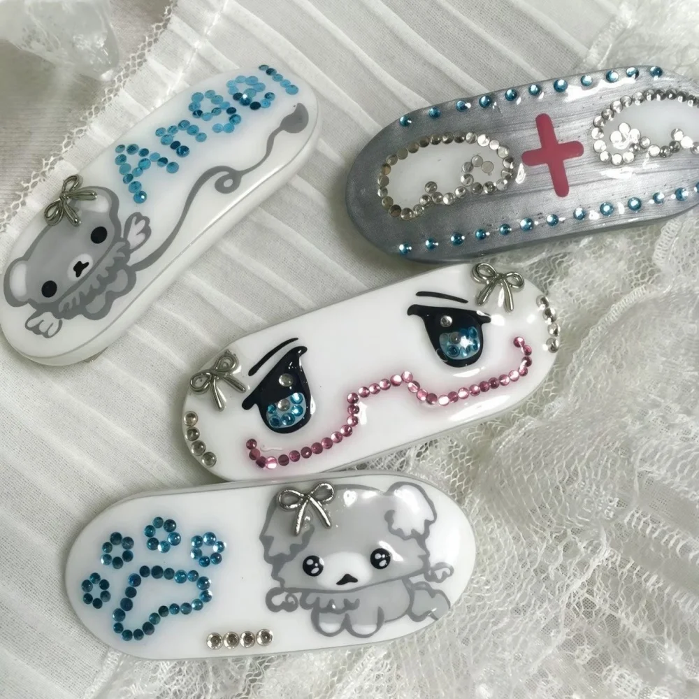 Фото Винтажная Y2K Kawaii собачья лапа ангел медведь крест крылья милая боковая заколка аксессуары для волос для женщин и девочек №1