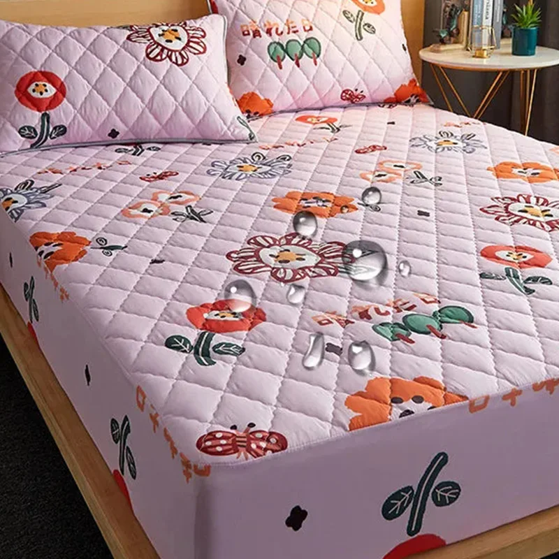 

Mattress Protector Waterproof Quilted Pad Covers Fitted Sheet Protection Breathable Bed Noiseless for Kids Potty Training TJ9510