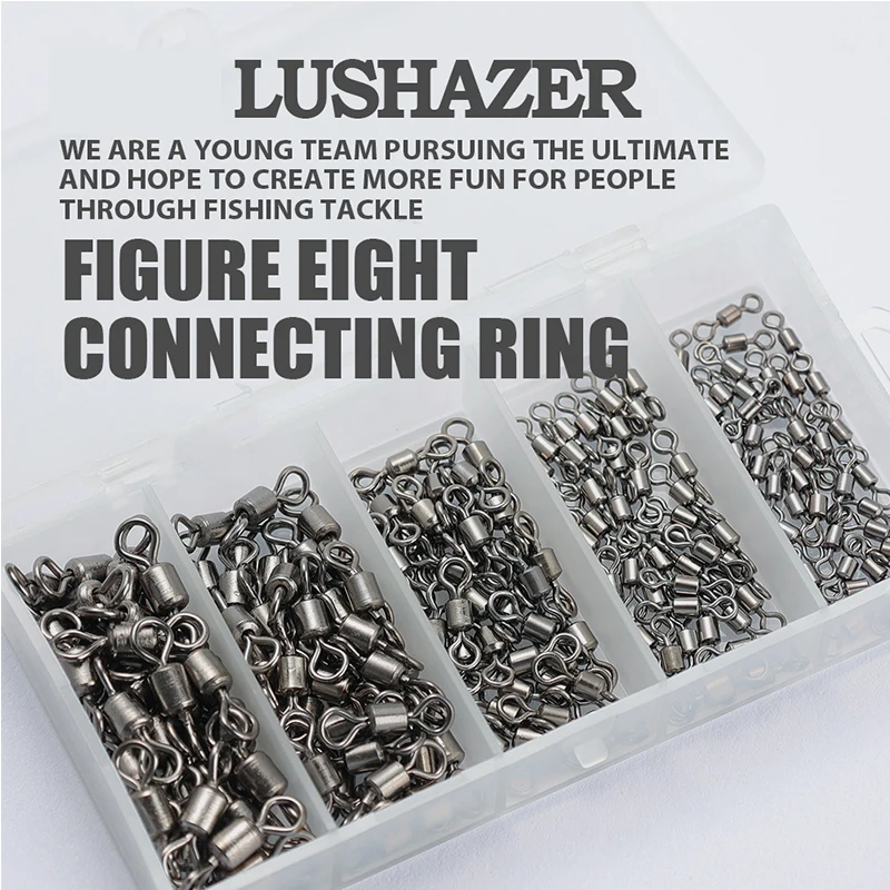 

Рыболовный инструмент, фигурка, 8 колец, Поворотный соединитель, аксессуары, рыболовное снаряжение из нержавеющей стали, 200 шт.