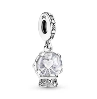 authentic 925 sterling silver snow globe angel dangle bead charm fit women pandora bracelet necklace jewelry