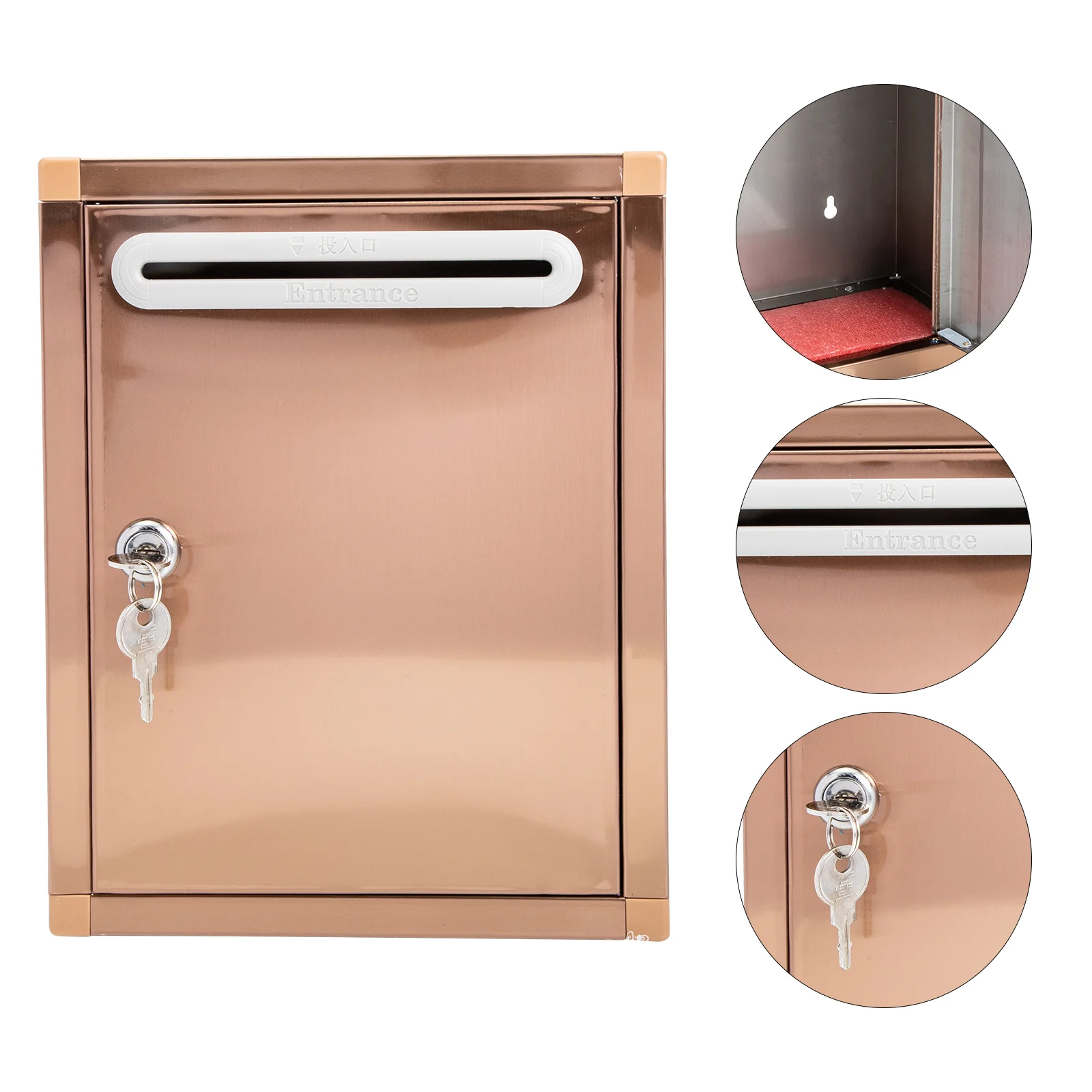 

Wall Mount Letter Box Mail Drop Box Office Drop Box Hanging Postbox Stainless Steel Mail Boxes with Lock