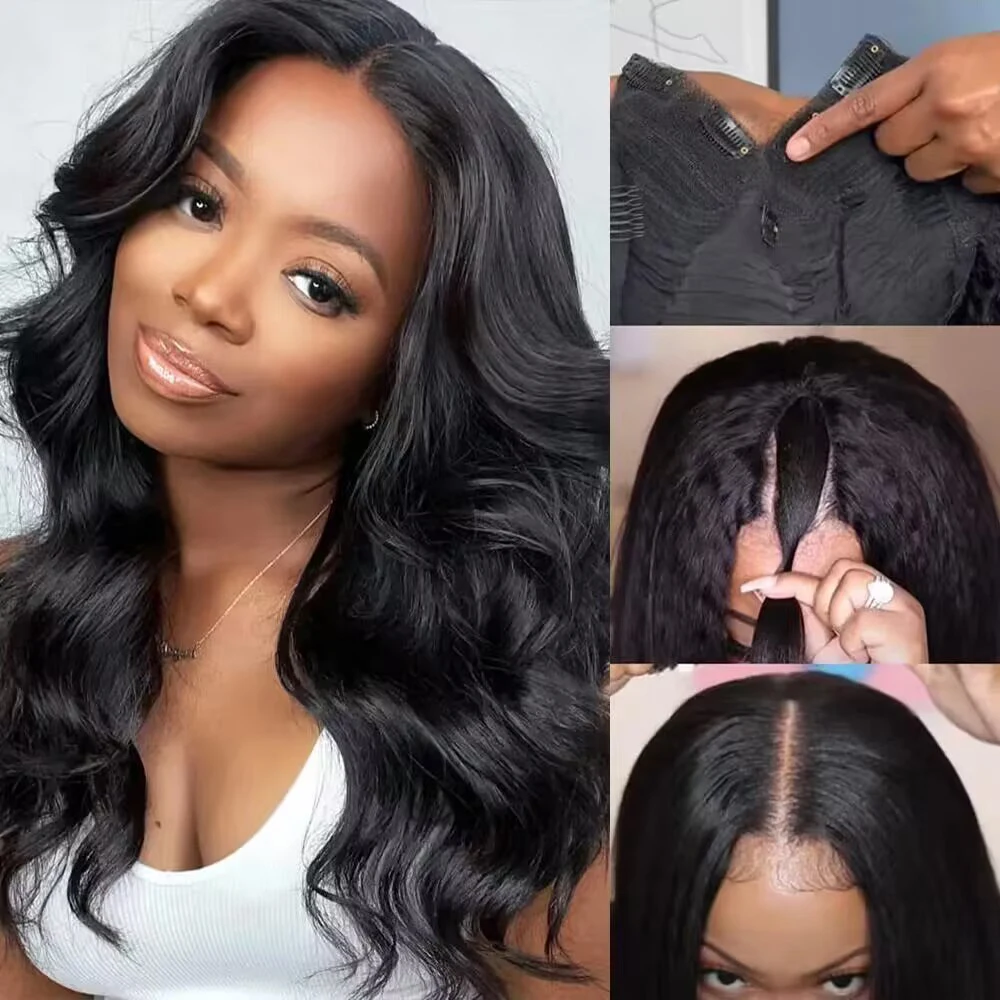 32-дюймовый парик с объемной волной и V-образной частью для женщин бразильские